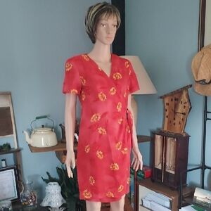 Chic Red Floral Midi Dress